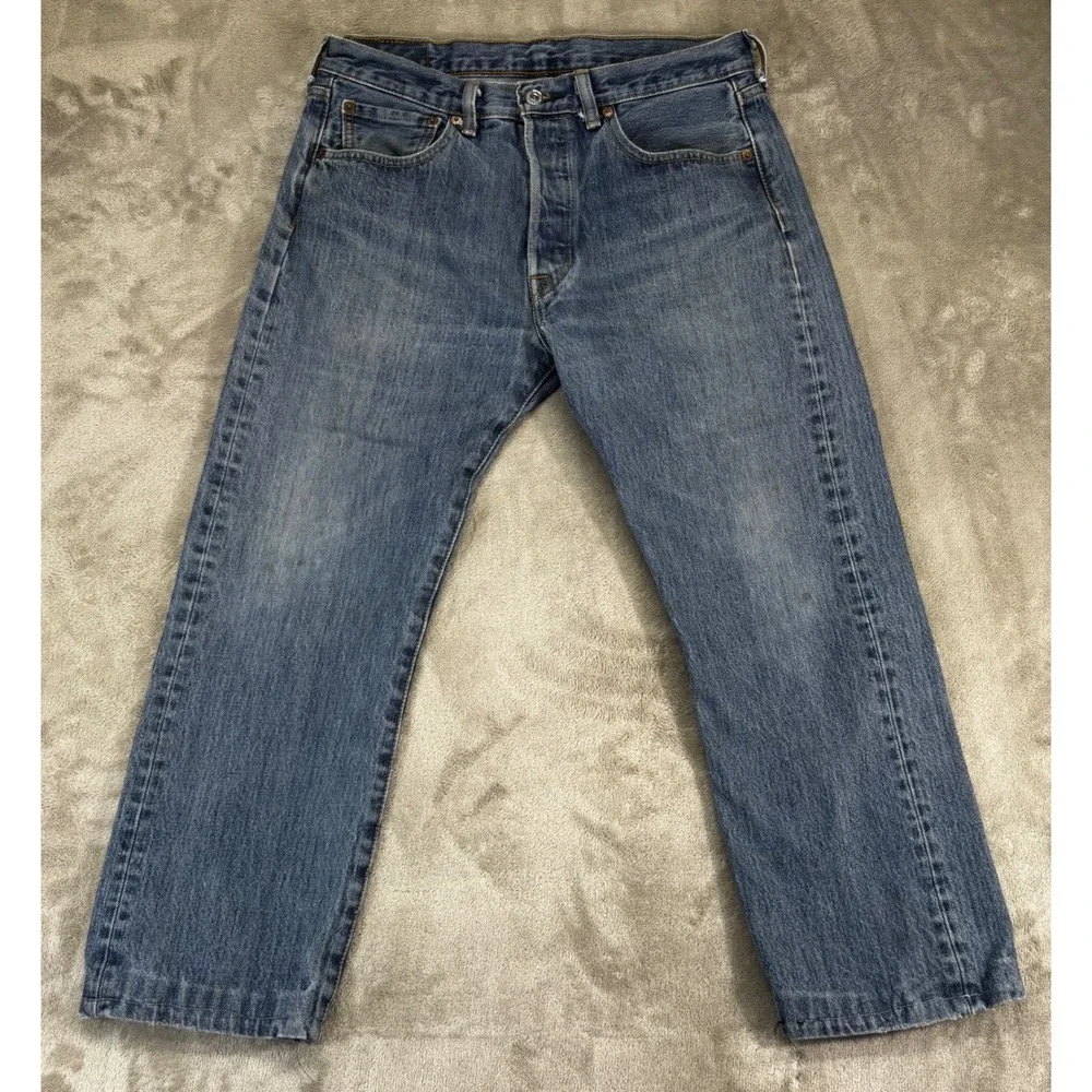 Levi's 501 Original Fit Jeans Mens 32x25 Medium Wash Blue Good Button‎ Fly